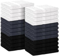Avalon Towels Salon Towel - Black, Grey and White Hand Towels Bulk Pack of 24 - 100% Cotton Absorbent Spa, Facial & Gym Towel for Working Out - 16x27 Inches (Not Bleach Proof) by AvalonTowels