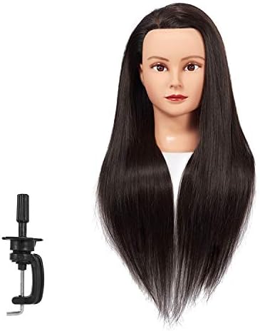 Mannequin Head 26-28" Synthetic Fiber Hair for Hairdresser Black - Image 5