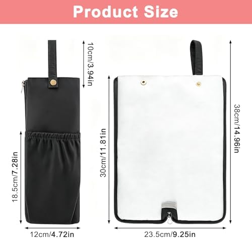 2-in-1 Heat-Resistant Hot Tool Travel Bag & Mat, Portable Holder & Mat with Cord Pocket, Hanging Storage Pouch for Curling Iron, Flat Iron, Hair Straightener and Styling Tools (Black) - Image 2