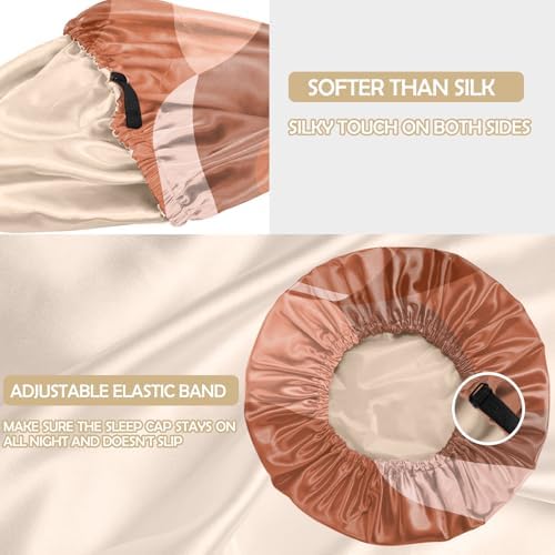 Satin Hair Bonnet Silk Bonnet for Sleeping Double Layer Elastic Adjustable Reusable Cute Aesthetic for Women Girls - Image 3