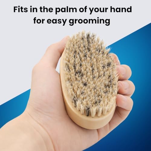 Beard Brush for Men, Natural Boar Bristles, Black Oval Wave Brush, Warp Resistant Wood Handle, for Fuller Thicker Hair, Beard & Mustache Growth, Exfoliation (Maize) - Image 3
