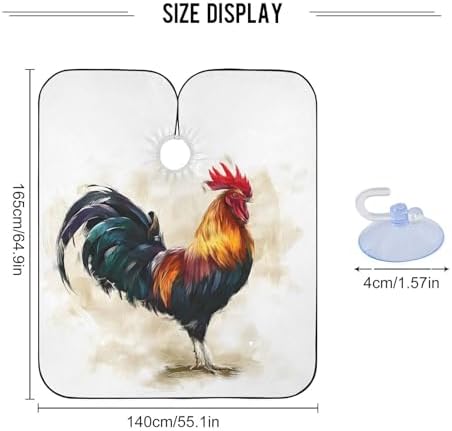 ALAZA Rooster in Vintage Style Barber Cape for Men Women, Waterproof Haircut Apron Beard Shaving Bib Hair Cutting Cloth 55 x 65 Inch - Image 3