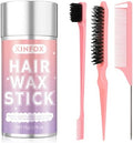 Hair Wax Stick, Slick Back Hair Brush, Wax Stick for Flyaways, Rat Tail Comb Edge Brush Styling Tool Set Accessories for Women Girls(Pink) by Unknown