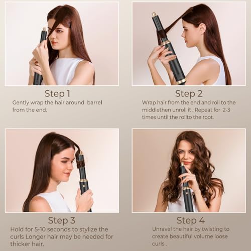 5 in 1 Hair Dryer Brush Set, Negative Ion Blow Dryer Brush Air Styler Curling Wrap Air Curler, Curling Iron Hair Styling Tools As A Gift for Straight/Curl/Drying/Smoothing - Image 6