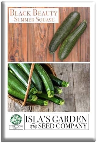 Black Beauty Zucchini Seeds (Cucurbita Pepo) – 25+ Non-GMO & Heirloom Seeds by Isla’s Garden Seeds, Classic Dark-Green Summer Squash Variety w/Tender Flesh & Mild Flavor, Fast-Growing, High-Yielding by IslasGardenSeedsCompany