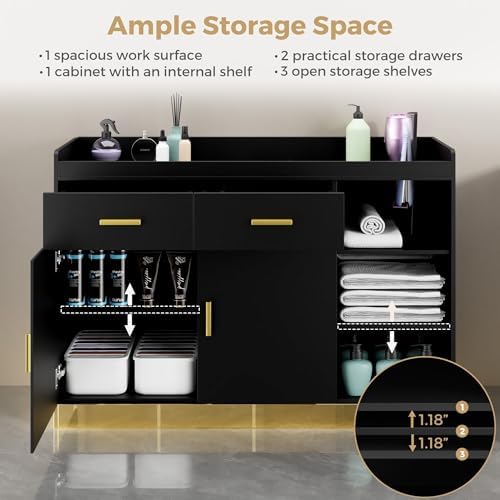 Salon Station, Free Standing Barber Cabinet for Hair Styling - Image 4