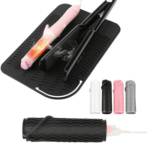 Silicone Heat Resistant Mat for Hair Tools, 11" x 7.5", Black by Nulubuu