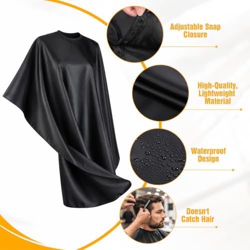 5 Pcs Black Hair Salon Capes,55 X 47 Inches Waterproof Salon Barber Cape - Image 3