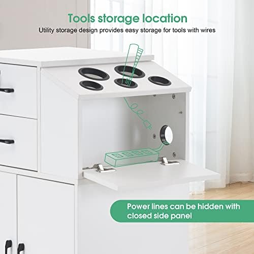 BarberPub Locking Barber Station with Storage Cabinet 2005 (White) - Image 4