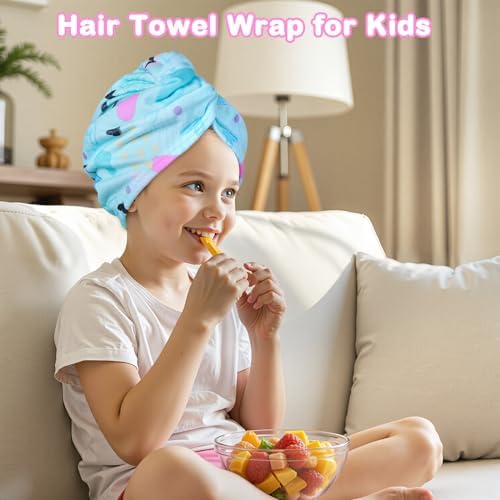 FIOBEE Microfiber Hair Towel Wrap for Kid Girls Rapid Drying Hair Turbans - Image 4