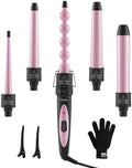 Ohuhu 5 in 1 Curling Wand Set, 0.35"-1.25" Interchangeable Ceramic Barrels by Ohuhu