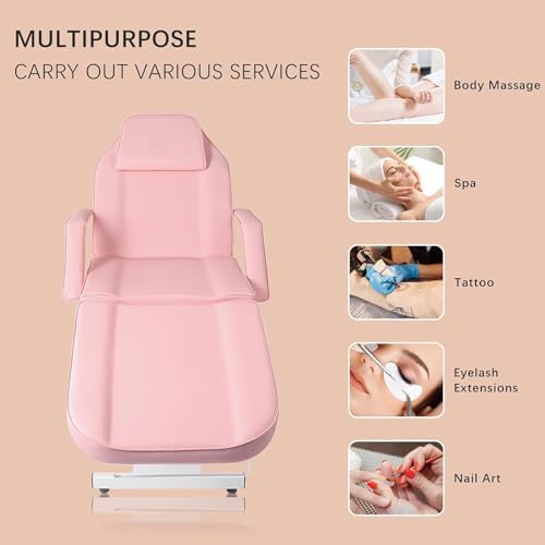 3-Section Spa Massage Table with Hydraulic Stool, 73" Esthetician Bed - Image 6