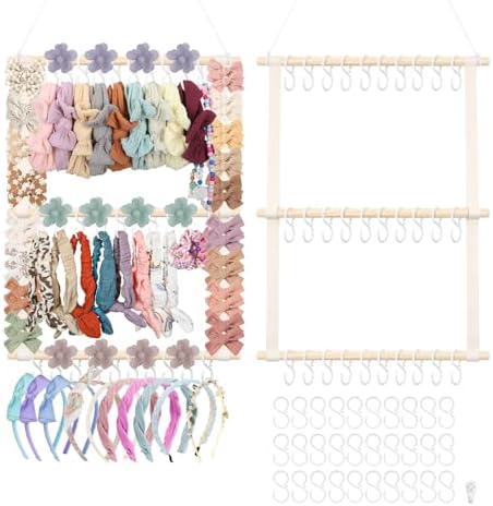 Headband Holder Hair Bow Organizer for Girls,Bow Holder w/ 30 Hooks by iHansee