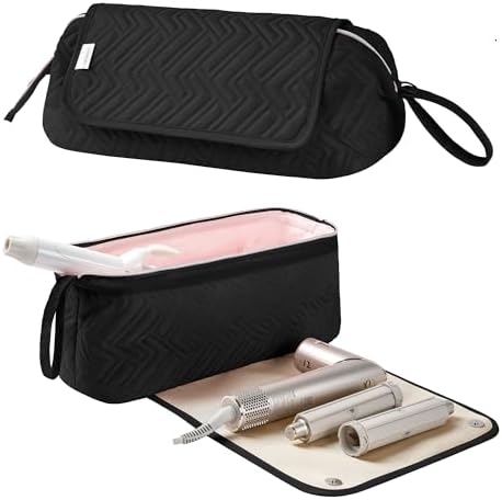Leudes Hair Tools Travel Bag for Women Heat Resistant Mat for Travel Essentials Hot Tools Straighteners,Flat Irons,Curling Iron,Hot Air Brushes and Hair Dryer Organizer Bags 2 in 1(Black) - Image 2