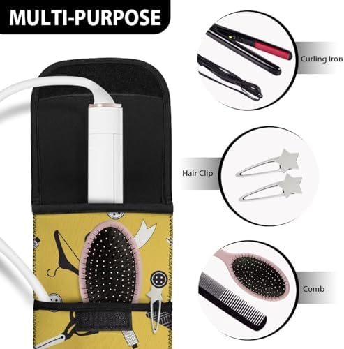 ZOUTAIRONG Sleeve for Curling Iron Marble Pattern Heat Resistant Pouch Hair Straightener Storage Bag 15.5 x 5 inch Flat Iron Holder Curling Iron Pouch Hot Tools Travel Bag Cosmetic Dress Print - Image 6