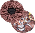 Silky Design Bonnet with Elastic Soft Band, Hair Braid Adjustable Women and Men Bonnets for Sleeping, Comfortable Satin Fabric Bonnet (Brown Bee) by CrownLimitedSupply