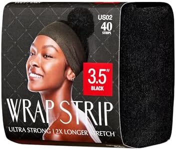 Red by Kiss Hair Wrapping Strip, Ultra Strong 2X Longer Stretch, 40 Strips, Suitable for Wet/Dry Hair, White, Styling Paper for Sleek Hairstyles (3.5", Black, 6 PACK) - Image 2