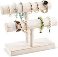 ProCase Bracelet Holder Display Bracelet Organizer, Wooden Bracelet Stand for Selling, T-bar Bangle Storage Rack Wood Watch Display Tower for Business - 2 Tier, White by ProCase