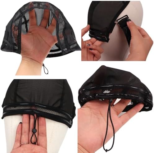 Adjustable Wig Cap with Anti-Slip Elastic Band Set, Breathable U Part Mesh Wig Cap Semi Spliced Caps with Strip Silicone Band for Lace Front & Closure Wigs All-Day Secure (13×6 in) - Image 6
