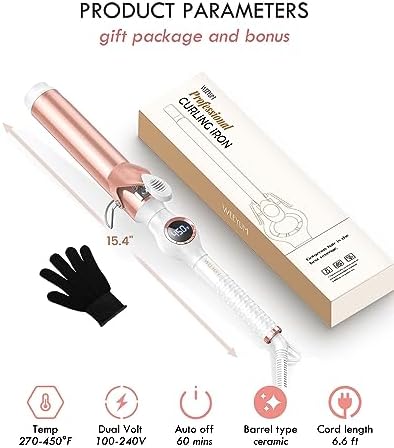 WEEYUM Curling Iron 1 1/2 Inch, Large 1.5 Inch Hair Curler, Dual Voltage - Image 6