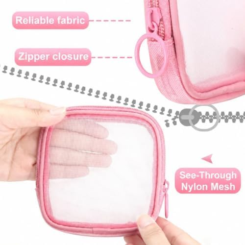 Weewooday 4Pcs Mesh Makeup Bag, Pink, Small, Classic - Image 3