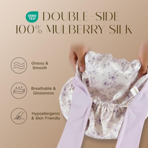 ZIMASILK 100% Mulberry Silk Bonnet for Sleeping Women Long Hair, Lilac - Image 2