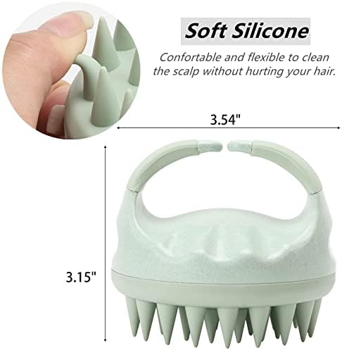 Hair Scalp Massager Shampoo Brush Silicone Scalp Scrubber Head Scrubber Exfoliating Brush - Green - Image 2