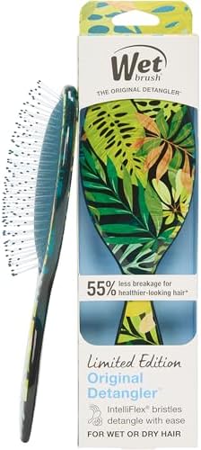 Wet Brush Original Detangler Hair Brush, Flexible Bristles Gently Detangle All Hair Types, Works on Wet or Dry Strands, Ergonomic Handle, Reduces Breakage, Limited Edition, Tropical Oasis Green Jungle by WetBrush