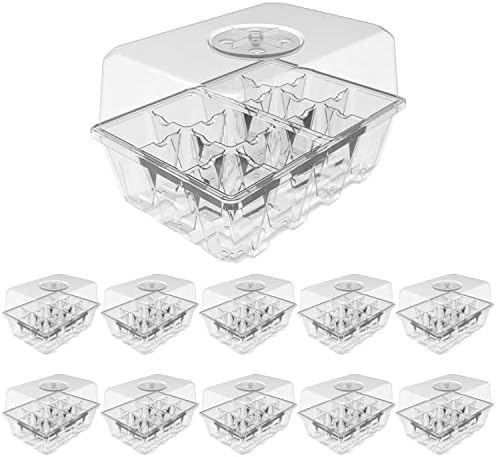 Gardzen 10 Pack Seed Starter Trays with Dome and Clear Base 120 Cell by Gardzen