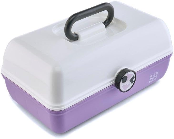 Caboodles School Spirit On-The-Go Girl Makeup Box, White Over Lavender, Hard Plastic Makeup Organizer Box, Built-In Mirror, Secure Latch for Safe Travel, Spacious Storage for Large Items - Image 4