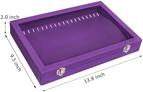 Vicoter 20 Hooks Necklace Organizer,Velvet Necklace Holder Tray with Lid - Image 2