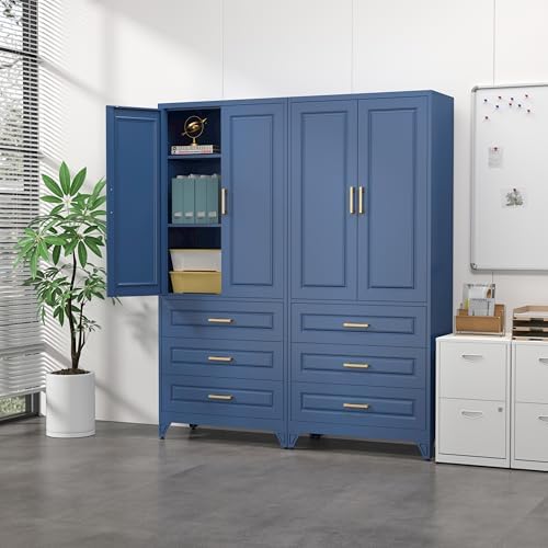 SteeLoong 75" Metal Storage Cabinet with Doors and 2 Adjustable Shelves - Image 6