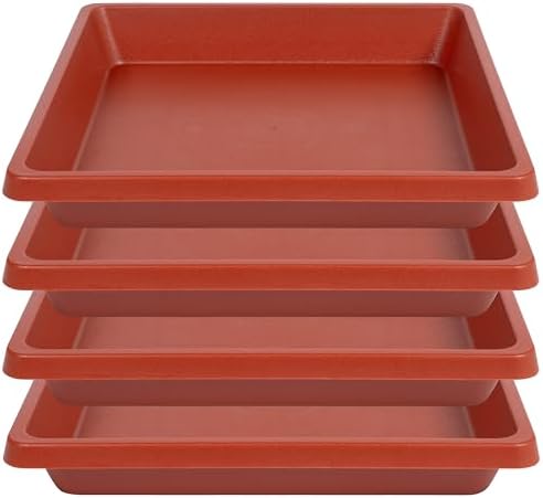 Square Plant Saucer 6 Inch 4 Pack 8 10 12 14 16 18 20 inch Plant Drip Trays, Plant Trays For Pots, Plant Saucers for Indoors and Outdoors, No Holes, Water Catcher Tray for Flower pots (Terracotta) by Unknown