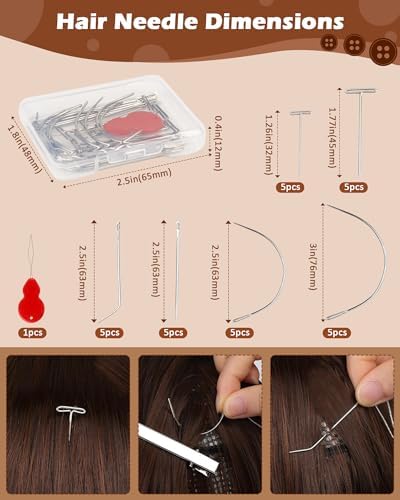 FIVEIZERO 900yd Black Sew in Hair Extension Thread and 30pcs T/C/J/I Needle - Image 3