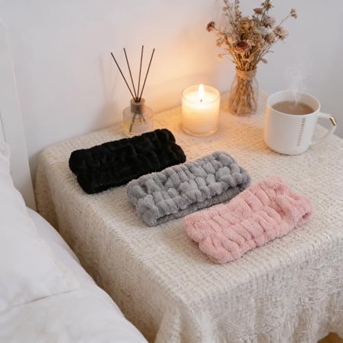 3 Pack Microfiber Towel Headbands for Women & Girls, Soft Facial Hair band for Washing Face, Makeup, Spa & Skincare, Elastic Adjustable Fash Wash Headbands - Image 7