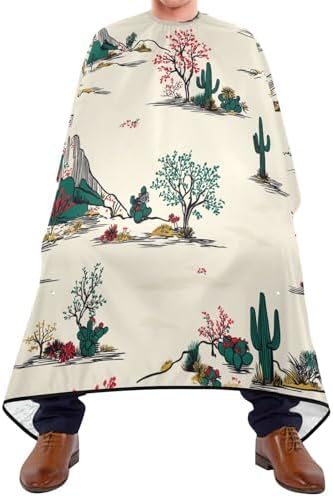 Blueangle Desert Cactus Salon Barber Cape for Men and Women Hairdressing, Waterproof Adjustable Snap Closure Apron Hair Cutting Capes for Home Use, 55x65 Inch - Image 2