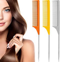 Leinuosen 3 Pack Rat Tail Comb Carbon Fiber,Orange, Ginger, Grey by Leinuosen