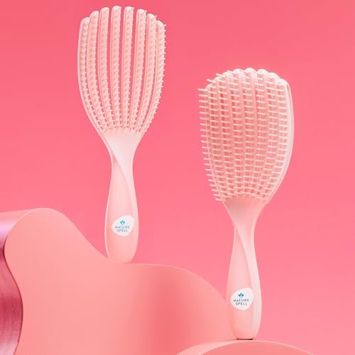 Nature Spell FlexiFlow Detangling Hair Brush, Flexible Strands, Pink - Image 4