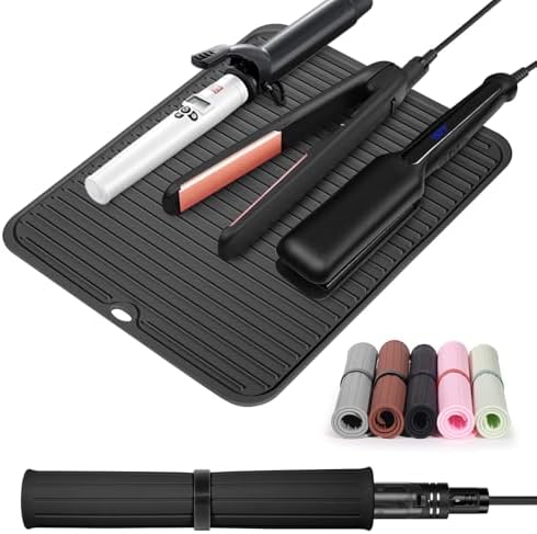 Large Heat Resistant Silicone Mat for Hair Tools: Curling Iron, Flat Iron, Hair Straightener - Portable Hair Styling Pad Cover by Quccefods