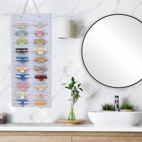 SMUK Claw Clip Organizer for Women, Hanging Mount Hair Clips Holder Organizer for Girls, Hair Bow Claw Clip Stand Storage for Wall, Door, Closet - Image 7