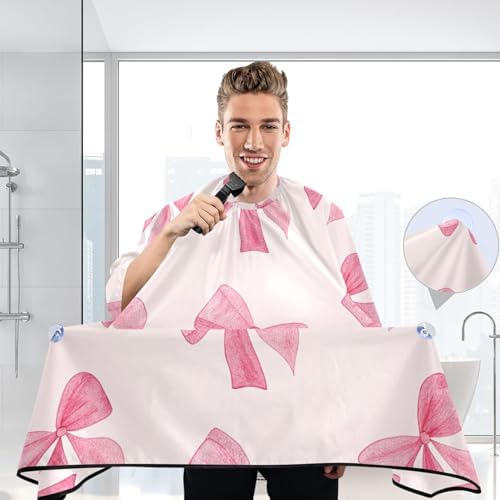 Burbuja Pink Bow Barber Cape, Hair Cutting Cape with Adjustable Neckline Waterproof Polyester Salon Barber Cape for Unisex Adult - Image 6