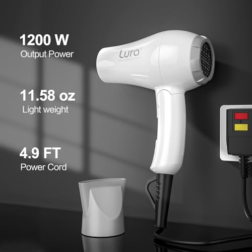 Foldable Travel Hair Dreyr Mini:Dual Voltage Small Lightweight Blow Dryer for International Travel,1200w Compact Hairdryer with Concentrator and Travel Bag(White) - Image 6