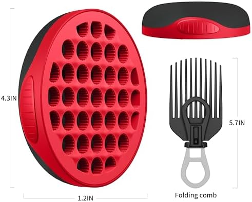 FIABC Silicone Curl Brush,Africa Comb,Magic Curly Hair Brush Twist Hair,Afro Pick,Men Women Boys Girls Wave Curler Tool,1 Set (Red) - Image 2