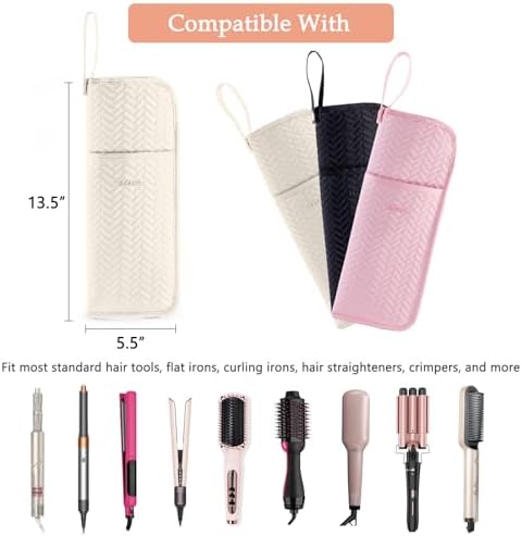 Hair Tools Travel Bag, Heat Resistant Curling Iron Holder & Flat Iron Case, Hot Tools Organizer Pouch for Hair Straightener, Hair Dryer, Crimper & Styling Accessories, Travel Makeup Bag - Image 2