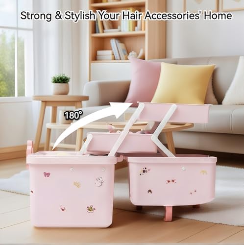 Pulseplay Hair Accessories Organizer with Handle for Girls Pink - Image 3