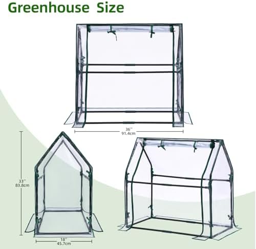 Mini Greenhouse for Indoor Outdoor: Ohuhu Tabletop Portable Green House with Waterproof Pad for Small Plants Nursery Germination, 36"x18"x33" Heavy-Duty Cover Tent Humidity Dome Seedling Accessory - Image 7