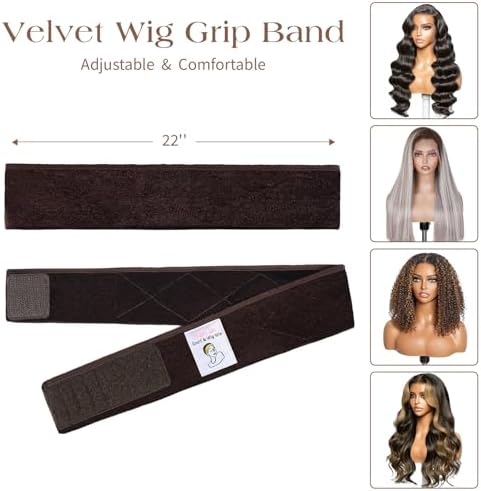 Dark Brown Wig Grip Band 2 Pack for Half Wig, Non Slip Velvet - Image 5