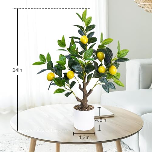 Caxchiling Artificial Lemon Tree 2FT, Faux Tabletop Tree with Planter - Image 6