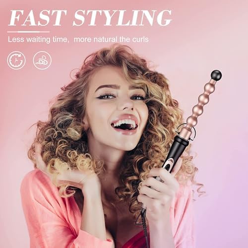 USTAR 5 in 1 Curling Wand for Long Hair, Interchangeable Ceramic Barrels 0.35-1.25 Inch, Dual Voltage Travel Curling Iron with Heat Resistant Glove 2 Clips, Hair Curler for Women Girls Gift - Image 3