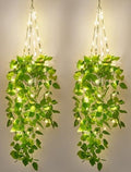 Mkono 2 Packs Fake Hanging Plant with Lights, Artificial Plants for Home Decor Indoor Macrame Plant Hanger with Fake Vines, Batteries NOT Included by Mkono
